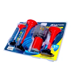 Claxon 3 corneta 24v rojo safari